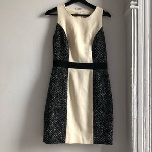 Banana Republic cream dress with tweed panels